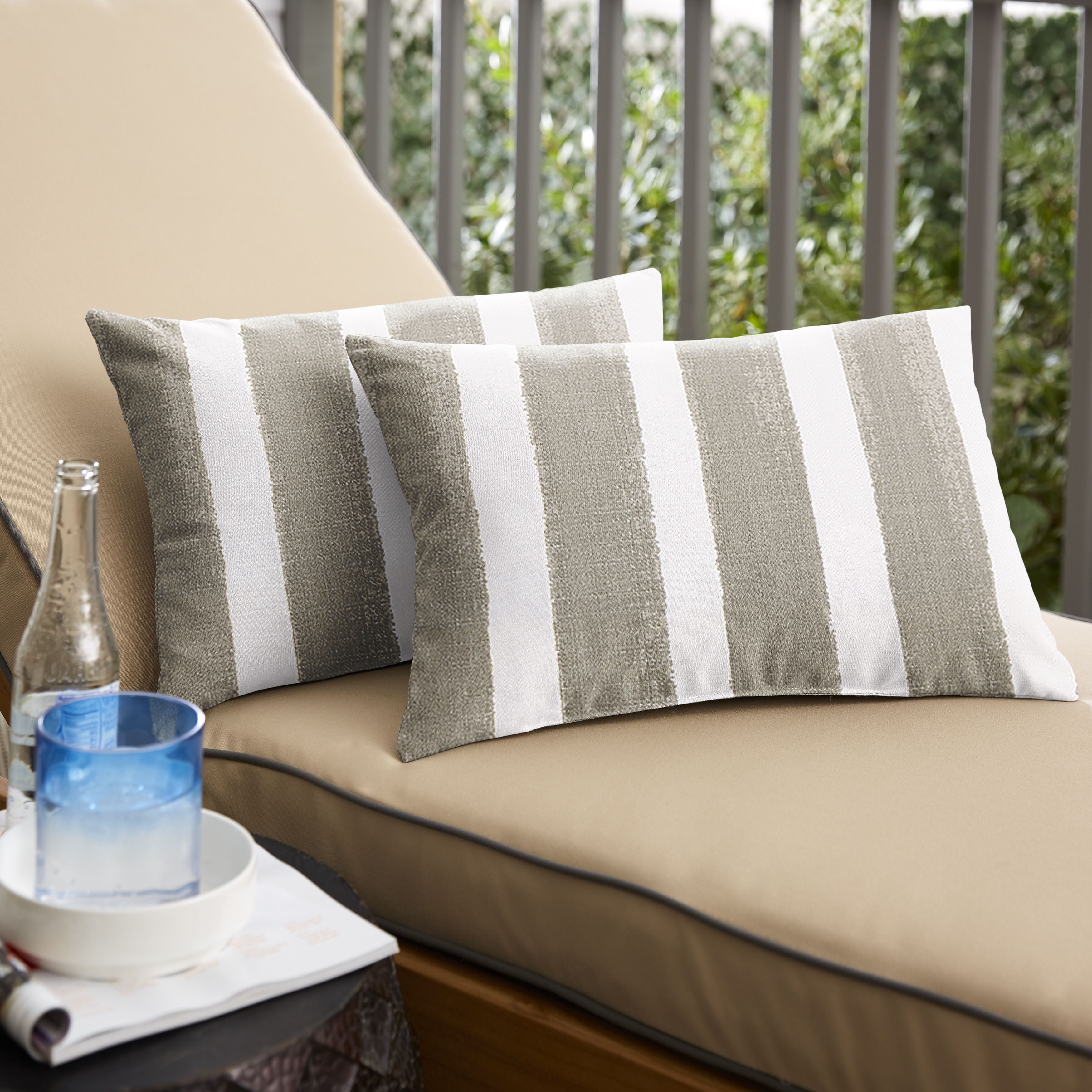 Tan and white outdoor pillows sales
